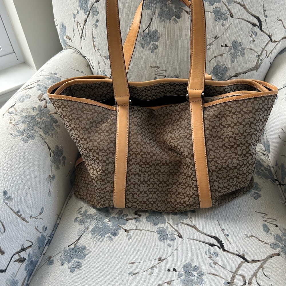 Coach Brown Signature Tote with Tan Straps
